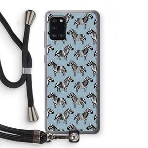 CaseCompany Zebra: Samsung Galaxy A31 Transparant Hoesje met koord