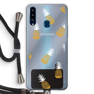 CaseCompany Ananasjes: Samsung Galaxy A20s Transparant Hoesje met koord