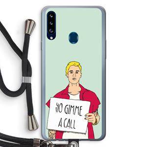 CaseCompany Gimme a call: Samsung Galaxy A20s Transparant Hoesje met koord