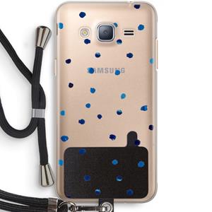 CaseCompany Blauwe stippen: Samsung Galaxy J3 (2016) Transparant Hoesje met koord
