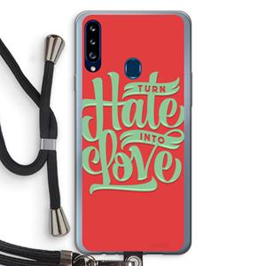 CaseCompany Turn hate into love: Samsung Galaxy A20s Transparant Hoesje met koord