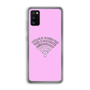 CaseCompany Home Is Where The Wifi Is: Samsung Galaxy A41 Transparant Hoesje