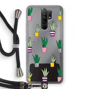 CaseCompany Sanseveria: Xiaomi Redmi 9 Transparant Hoesje met koord