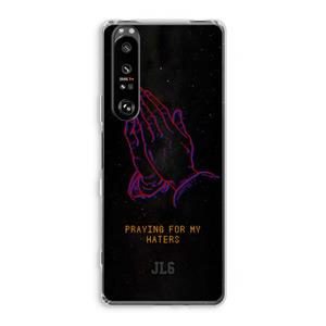 CaseCompany Praying For My Haters: Sony Xperia 1 III Transparant Hoesje