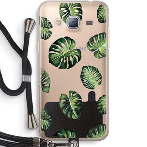 CaseCompany Tropische bladeren: Samsung Galaxy J3 (2016) Transparant Hoesje met koord