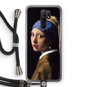 CaseCompany The Pearl Earring: Xiaomi Redmi 9 Transparant Hoesje met koord