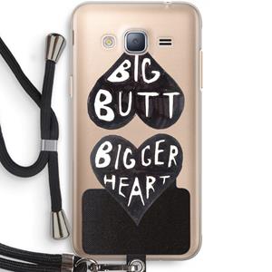 CaseCompany Big butt bigger heart: Samsung Galaxy J3 (2016) Transparant Hoesje met koord