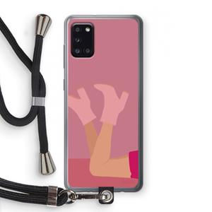 CaseCompany Pink boots: Samsung Galaxy A31 Transparant Hoesje met koord