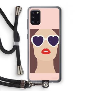 CaseCompany Red lips: Samsung Galaxy A31 Transparant Hoesje met koord