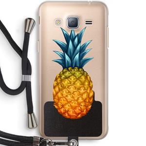 CaseCompany Grote ananas: Samsung Galaxy J3 (2016) Transparant Hoesje met koord