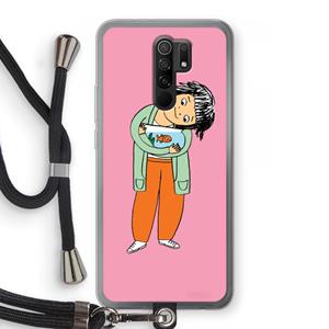 CaseCompany Visknuffel: Xiaomi Redmi 9 Transparant Hoesje met koord