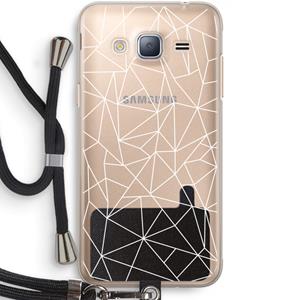 CaseCompany Geometrische lijnen wit: Samsung Galaxy J3 (2016) Transparant Hoesje met koord