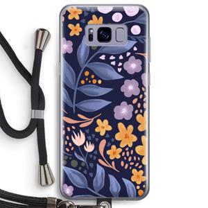 CaseCompany Flowers with blue leaves: Samsung Galaxy S8 Plus Transparant Hoesje met koord
