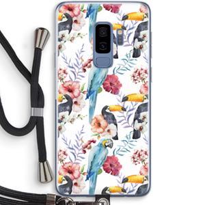 CaseCompany Bloemen tukan: Samsung Galaxy S9 Plus Transparant Hoesje met koord