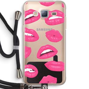 CaseCompany Bite my lip: Samsung Galaxy J3 (2016) Transparant Hoesje met koord