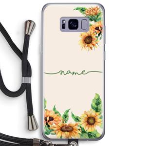 CaseCompany Zonnebloemen: Samsung Galaxy S8 Plus Transparant Hoesje met koord