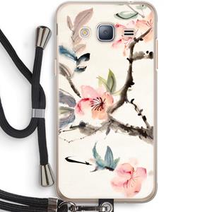 CaseCompany Japanse bloemen: Samsung Galaxy J3 (2016) Transparant Hoesje met koord