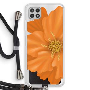 CaseCompany Orange Ellila flower: Samsung Galaxy A22 4G Transparant Hoesje met koord