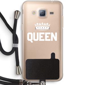 CaseCompany Queen zwart: Samsung Galaxy J3 (2016) Transparant Hoesje met koord