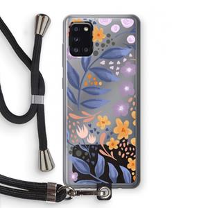 CaseCompany Flowers with blue leaves: Samsung Galaxy A31 Transparant Hoesje met koord