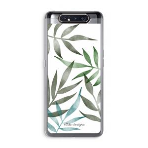 CaseCompany Tropical watercolor leaves: Samsung Galaxy A80 Transparant Hoesje