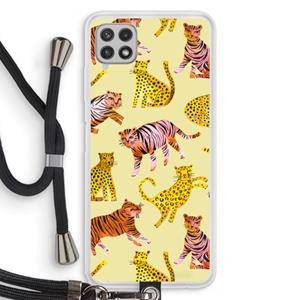 CaseCompany Cute Tigers and Leopards: Samsung Galaxy A22 4G Transparant Hoesje met koord