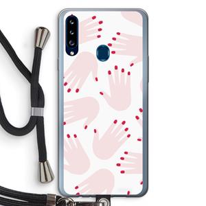 CaseCompany Hands pink: Samsung Galaxy A20s Transparant Hoesje met koord