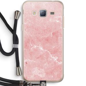 CaseCompany Roze marmer: Samsung Galaxy J3 (2016) Transparant Hoesje met koord