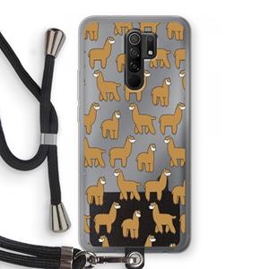 CaseCompany Alpacas: Xiaomi Redmi 9 Transparant Hoesje met koord