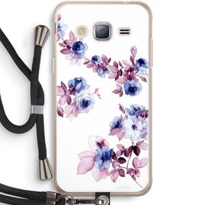 CaseCompany Waterverf bloemen: Samsung Galaxy J3 (2016) Transparant Hoesje met koord
