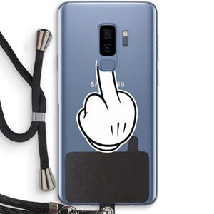CaseCompany Middle finger black: Samsung Galaxy S9 Plus Transparant Hoesje met koord