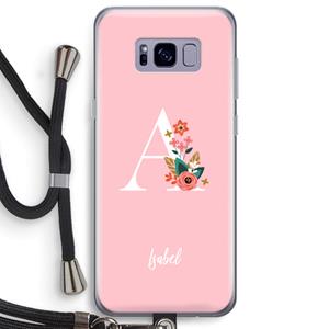 CaseCompany Pink Bouquet: Samsung Galaxy S8 Plus Transparant Hoesje met koord