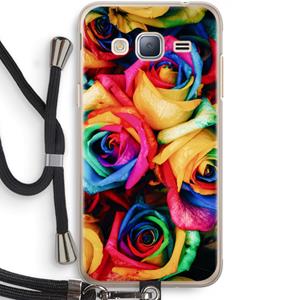 CaseCompany Neon bloemen: Samsung Galaxy J3 (2016) Transparant Hoesje met koord