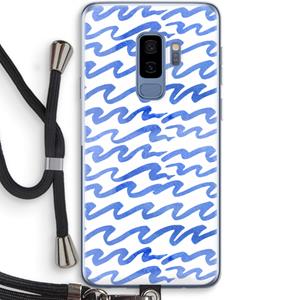 CaseCompany Blauwe golven: Samsung Galaxy S9 Plus Transparant Hoesje met koord