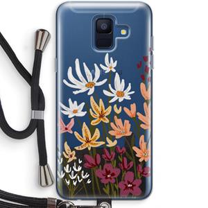 CaseCompany Painted wildflowers: Samsung Galaxy A6 (2018) Transparant Hoesje met koord