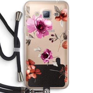 CaseCompany Geschilderde bloemen: Samsung Galaxy J3 (2016) Transparant Hoesje met koord