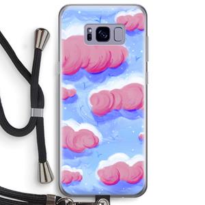 CaseCompany Roze wolken met vogels: Samsung Galaxy S8 Plus Transparant Hoesje met koord