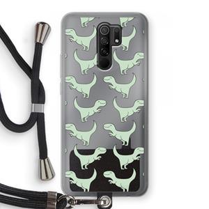 CaseCompany Dinos: Xiaomi Redmi 9 Transparant Hoesje met koord