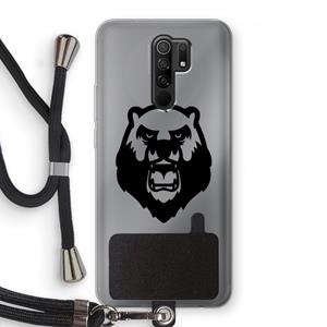 CaseCompany Angry Bear (black): Xiaomi Redmi 9 Transparant Hoesje met koord