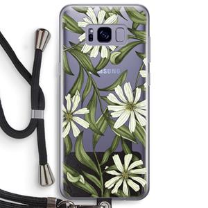 CaseCompany Wit bloemenpatroon: Samsung Galaxy S8 Plus Transparant Hoesje met koord