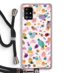 CaseCompany Terrazzo Memphis Pink: Samsung Galaxy A51 5G Transparant Hoesje met koord