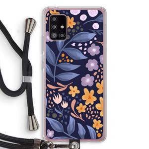 CaseCompany Flowers with blue leaves: Samsung Galaxy A51 5G Transparant Hoesje met koord