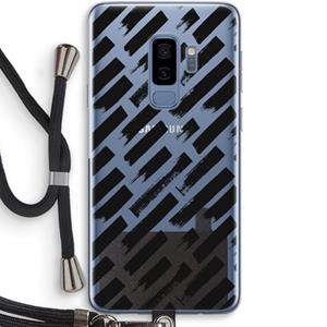 CaseCompany Zwarte vegen: Samsung Galaxy S9 Plus Transparant Hoesje met koord