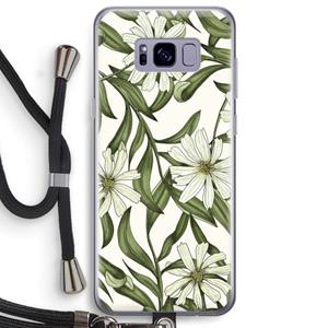 CaseCompany Wit bloemenpatroon: Samsung Galaxy S8 Plus Transparant Hoesje met koord