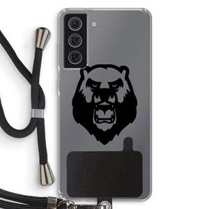 CaseCompany Angry Bear (black): Samsung Galaxy S21 FE Transparant Hoesje met koord