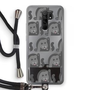 CaseCompany Cats: Xiaomi Redmi 9 Transparant Hoesje met koord