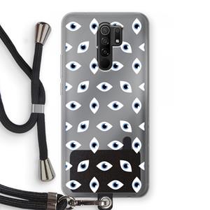 CaseCompany Eyes pattern: Xiaomi Redmi 9 Transparant Hoesje met koord