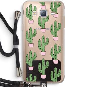 CaseCompany Cactus Lover: Samsung Galaxy J3 (2016) Transparant Hoesje met koord