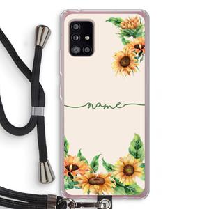 CaseCompany Zonnebloemen: Samsung Galaxy A51 5G Transparant Hoesje met koord