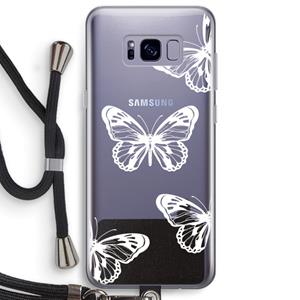 CaseCompany White butterfly: Samsung Galaxy S8 Plus Transparant Hoesje met koord